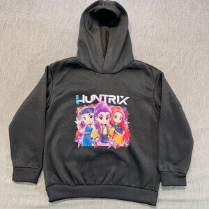 Kpop Hunters Huntrix Kids Size 6 Black Poly Hoodie Graphic Sweatshirt